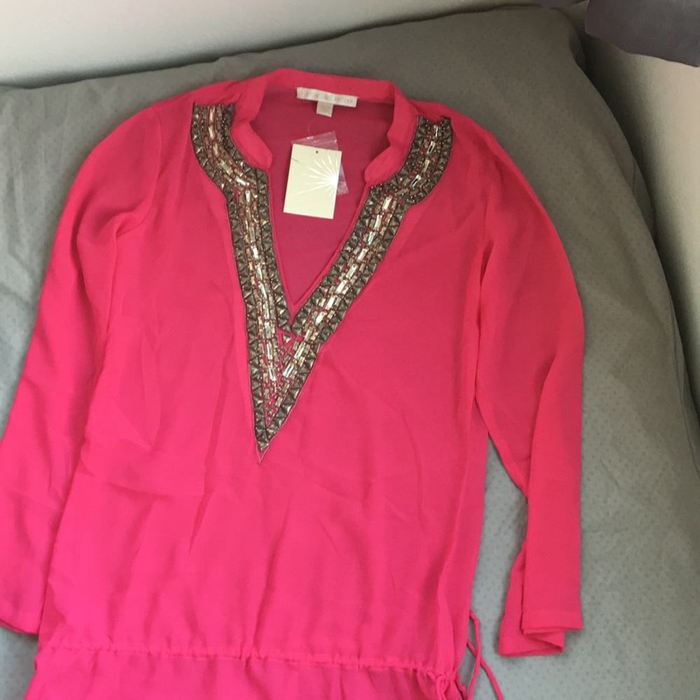 Sheer tunic with detailed beading